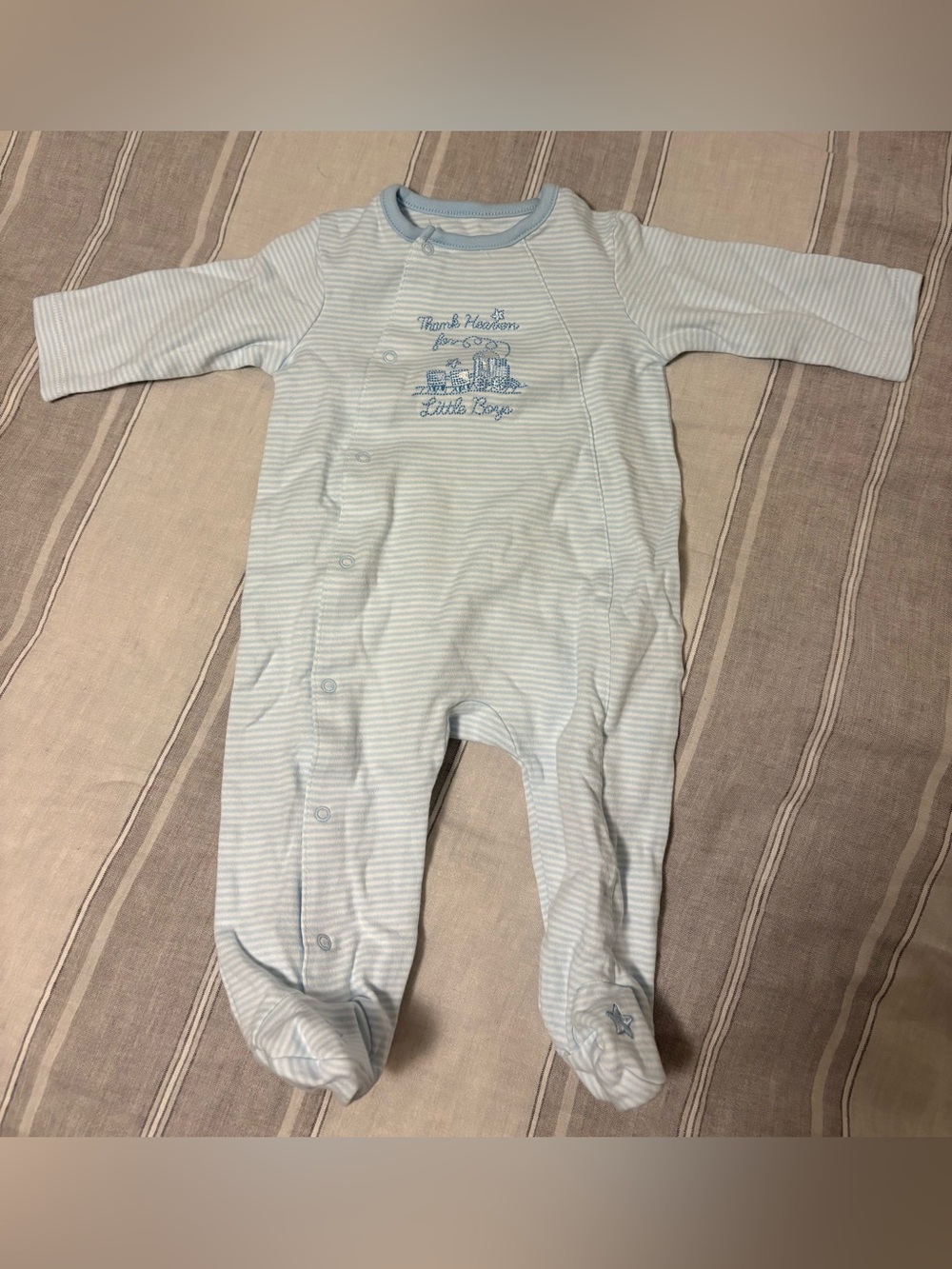 Little Me “Thank Heaven for Little Boys” Blue Footie Sleeper